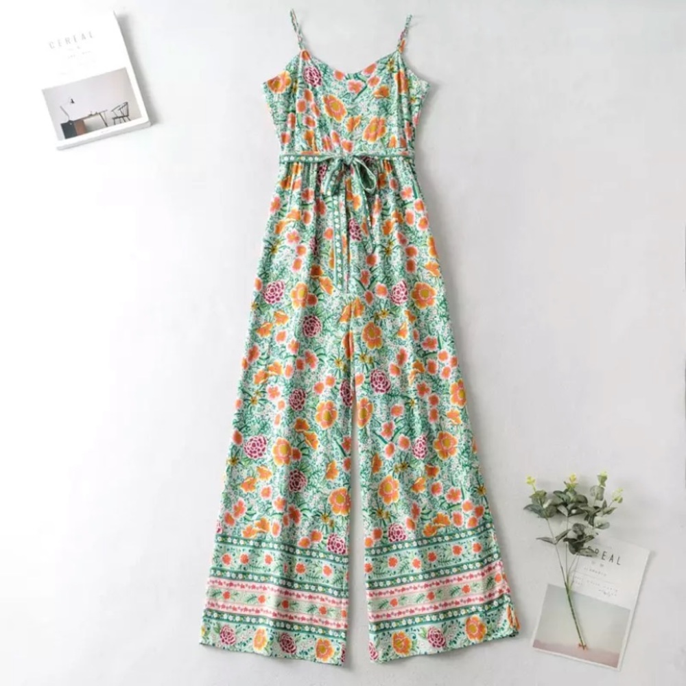 SOLD OUT Floral Bohemian Wide Leg Jumpsuit - Picture 3 of 6